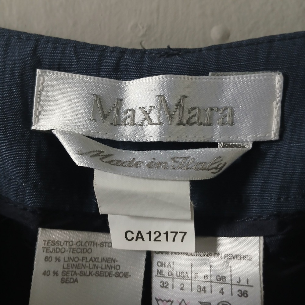 Max Mara Women's Size 2 Gray Button Back Midi Skirt Linen Silk Tie Waist - Picture 7 of 16